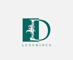 D Letter Classic Vintage Logo. Luxury D Swirl Logo Icon