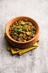 Tendli / Kundroo sabzi or Kovakkai Poriyal also known as ivy gourd, served in a bowl or karahi. selective focus