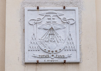 Architectural detail on historical building, in Rome, Italy