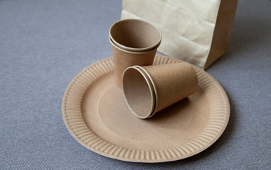 disposable eco dishes from paper cardboard spoon fork knife