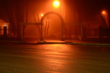 arch to the park at night