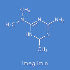 Imeglimin drug molecule. Skeletal formula.