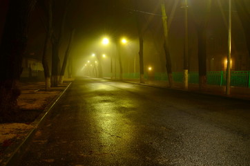 street with lanterns at night