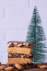 traditional nougat with Christmas decorations