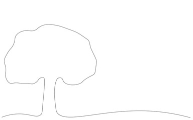 Tree on white background line drawing vector illustration