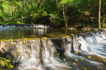 Waterfall in Namtok Samlan National Park. Beautiful nature at Saraburi province Thailand