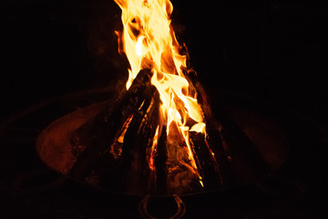 fire in fireplace