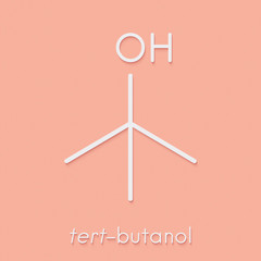 tert-butyl alcohol (tert-butanol) solvent molecule. Skeletal formula.