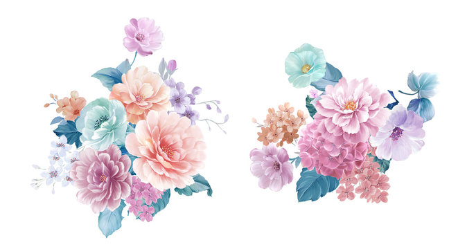 Watercolor flower, background pattern, wallpaper design