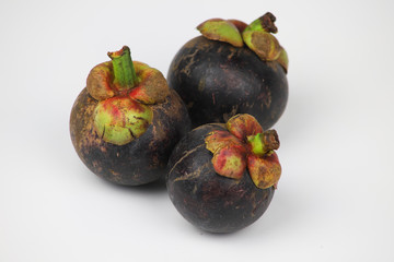 Selective focus mangosteen on a white background