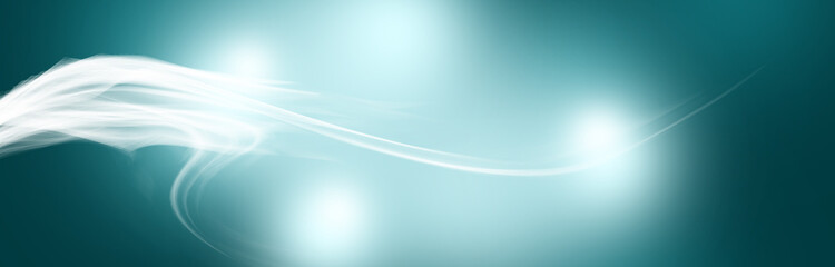 Bokeh Banner Hintergrund in Blau und Pastell mit wei&szlig;er Welle