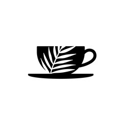 palm leaf coffee cup illustration