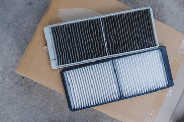 Cabin Air Filter Car Compare between already used and unused,Replacing cabin air conditioner filter of car