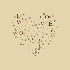 typography retro love heart