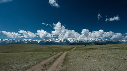Field road in the foothills of the Altai mountains