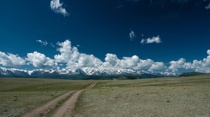 Field road in the foothills of the Altai mountains