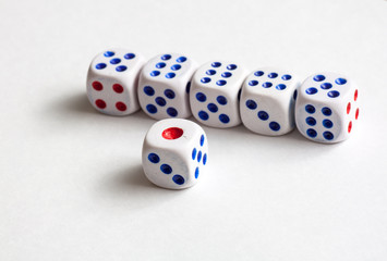 One dice stand out from line,Leadership Concept