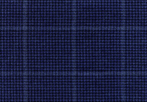 Glenurquhart check is made of woolen fabric. Houndstooth seamless. Indigo Wool Background Texture. Coat close-up. Expensive men's suit. High resolution