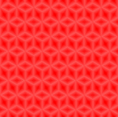 Red 3d square cubes vector background. Rhombus and hexagon repeat pattern background.
