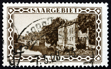 Postage stamp Saar, Germany 1927 scene from Saarlouis fortifications