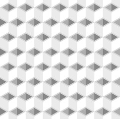 White 3d square boxes or pipes vector background. Rhombus and triangle repeat pattern background.