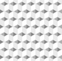 White 3d square boxes or pipes vector background. Rhombus and triangle repeat pattern background.