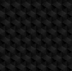 Black 3d square cube or diamond vector background. Hexagon, rhombus and triangle repeat pattern background.
