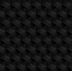 Black 3d square cube or diamond vector background. Hexagon, rhombus and triangle repeat pattern background.