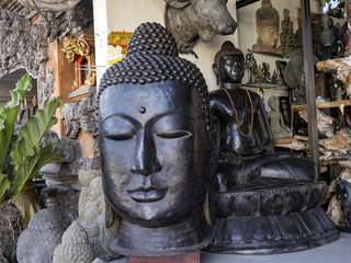 UBUD, BALI, OCTOBER 21, 2019 Buddhist artifacts for tourists, October 21, 2019, Ubud, Bali, Indonesia