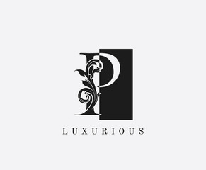 P Letter Logo. Black and White P With Classy Leaves Shape design perfect for fashion, Jewelry, Beauty Salon, Cosmetics, Spa, Hotel and Restaurant Logo.
