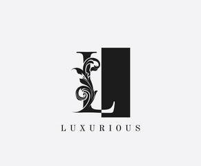 L Letter Logo. Black and White L With Classy Leaves Shape design perfect for fashion, Jewelry, Beauty Salon, Cosmetics, Spa, Hotel and Restaurant Logo.