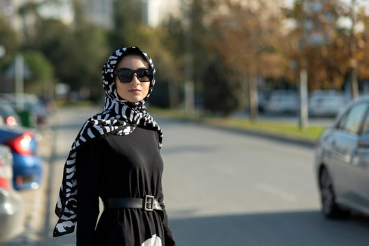 Portrait of serious modern young muslim woman