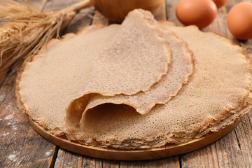 buckwheat crepe on wood background