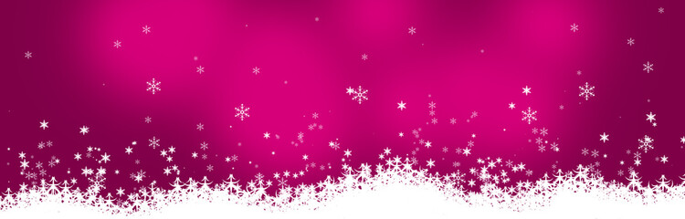 Fototapeta na wymiar Schneeflocken vor pinkem Bokeh Hintergrund, Frohe Weihnachten, Winter Banner