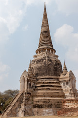 Fototapeta premium Traditional Stupa building at Wat Ratchaburana temple, Thailand Ayutthaya february 2015