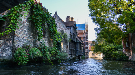 Fototapeta na wymiar Cityscape of Old Bruges with the canal