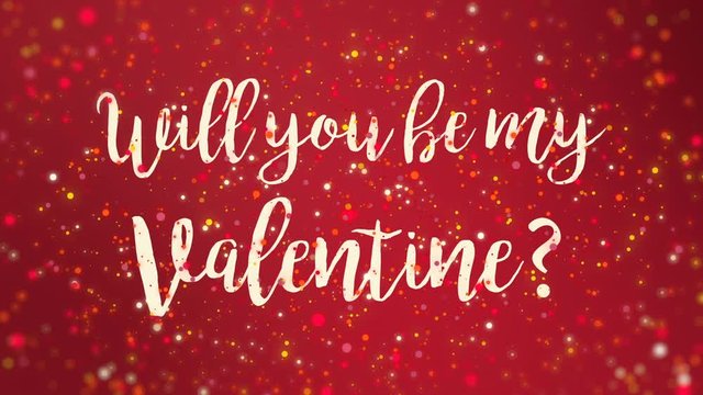 Animated sparkly red Valentines Day greeting card with Will you be my Valentine handwritten text.