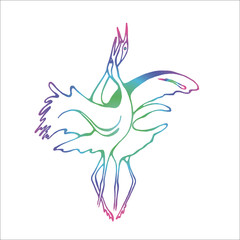 Obraz na płótnie Canvas Color illustration of a dance of grace storks. Idea for a bird tattoo.