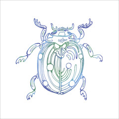 Fototapeta premium Ladybug color illustration. The idea for a tattoo with a cosmic lady bug.