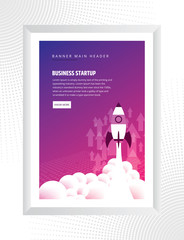 Up rocket and arrows on colorful background illustration. business growth concept.