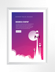 Up rocket and arrows on colorful background illustration. business growth concept.