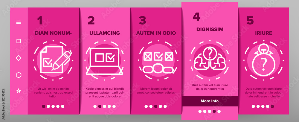 Poster quiz game onboarding mobile app page screen vector. question and answer, questionnaire and informati