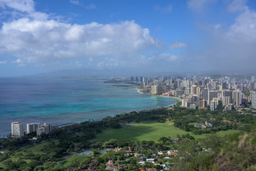 Fototapeta premium panoramiczny widok na miasto Honolulu Waikiki