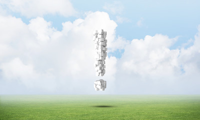 Obraz premium Exclamation mark on green meadow