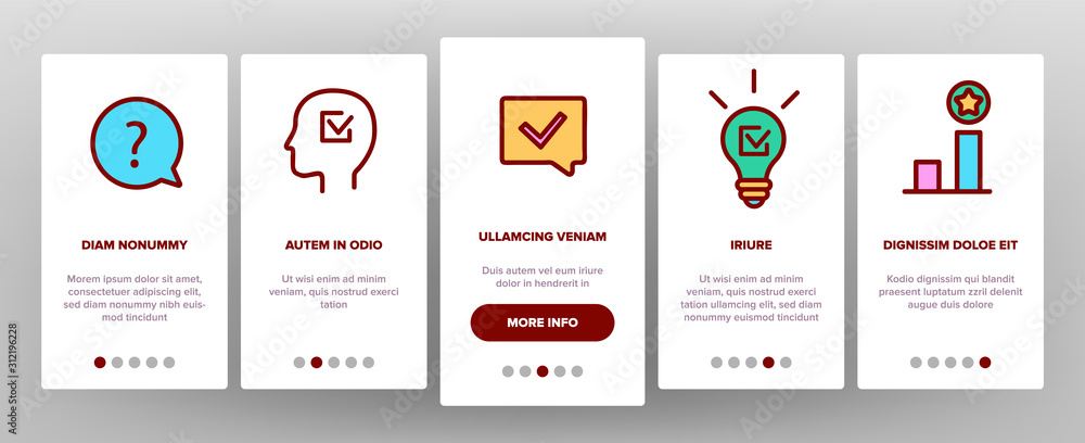 Poster quiz game onboarding mobile app page screen vector. question and answer, questionnaire and informati