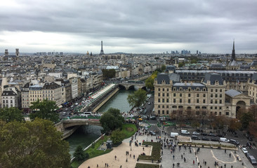 Fototapeta na wymiar Aerial view of Paris with its typical buildings