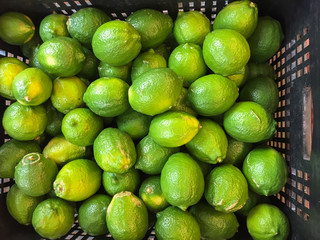 Fresh green lemon for sale in Asian market