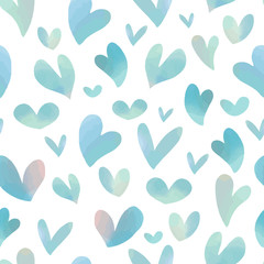 Fototapeta na wymiar Seamless pattern of watercolor hearts.