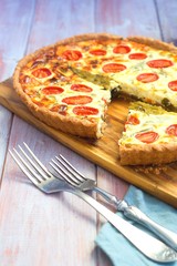 Wild garlic whole grain quiche