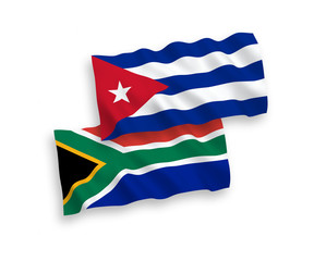 Flags of Cuba and Republic of South Africa on a white background